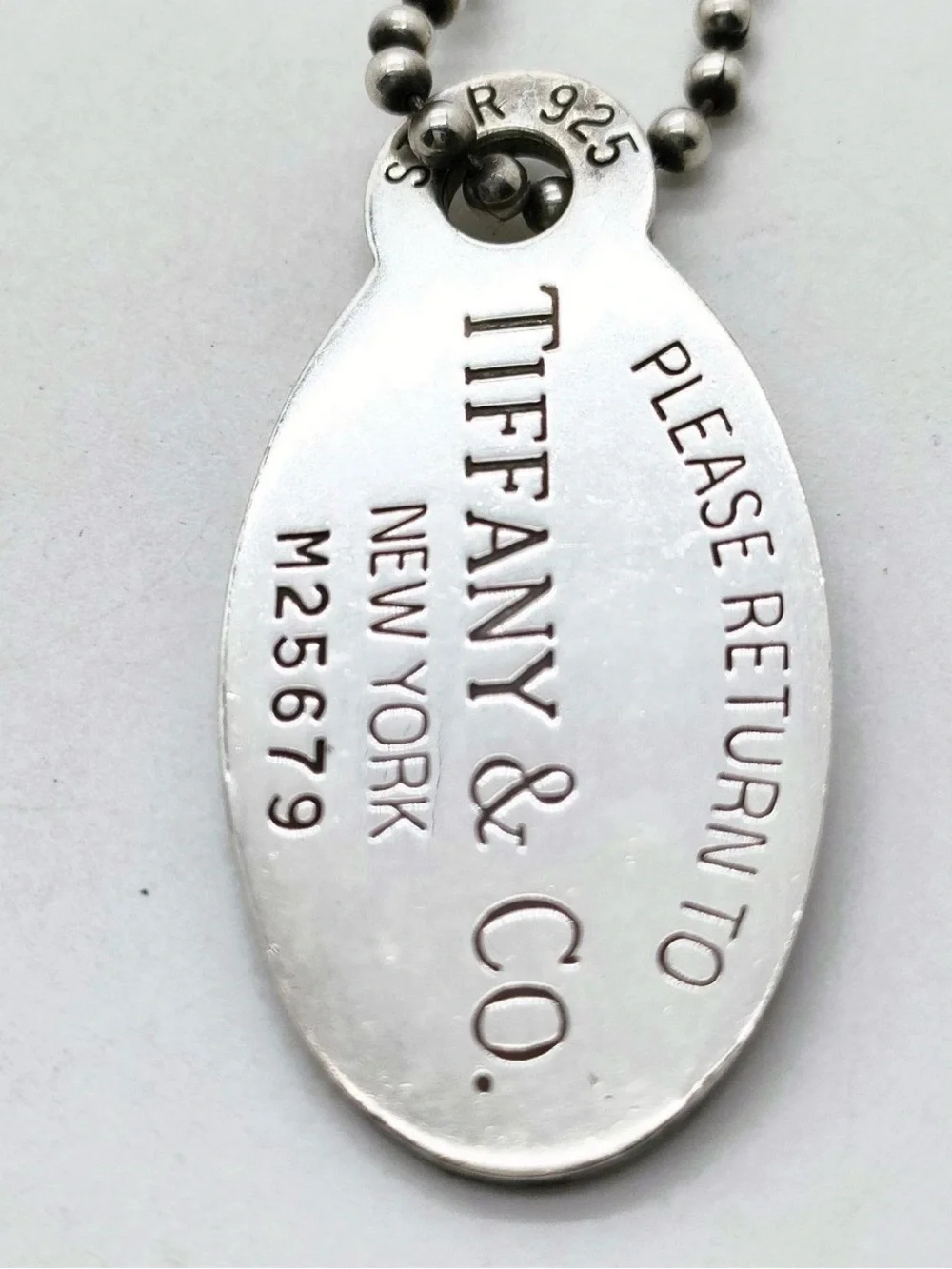 Tiffany & Co. Sterling Oval 'Please Return To' Tag Necklace - Silver